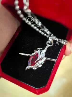 穿心项链秦彻二次元互动项链乙游周边双层毛衣链红色个性锁骨链