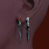 Sylus Silver-Winged Demon Ruby Stud Earrings | Love and Deepspace