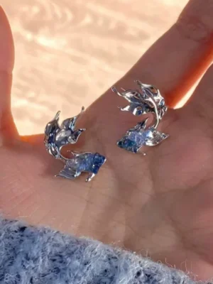 Rafayel Goldfish Tail Stud Earrings Gradient Blue Love and Deepspace